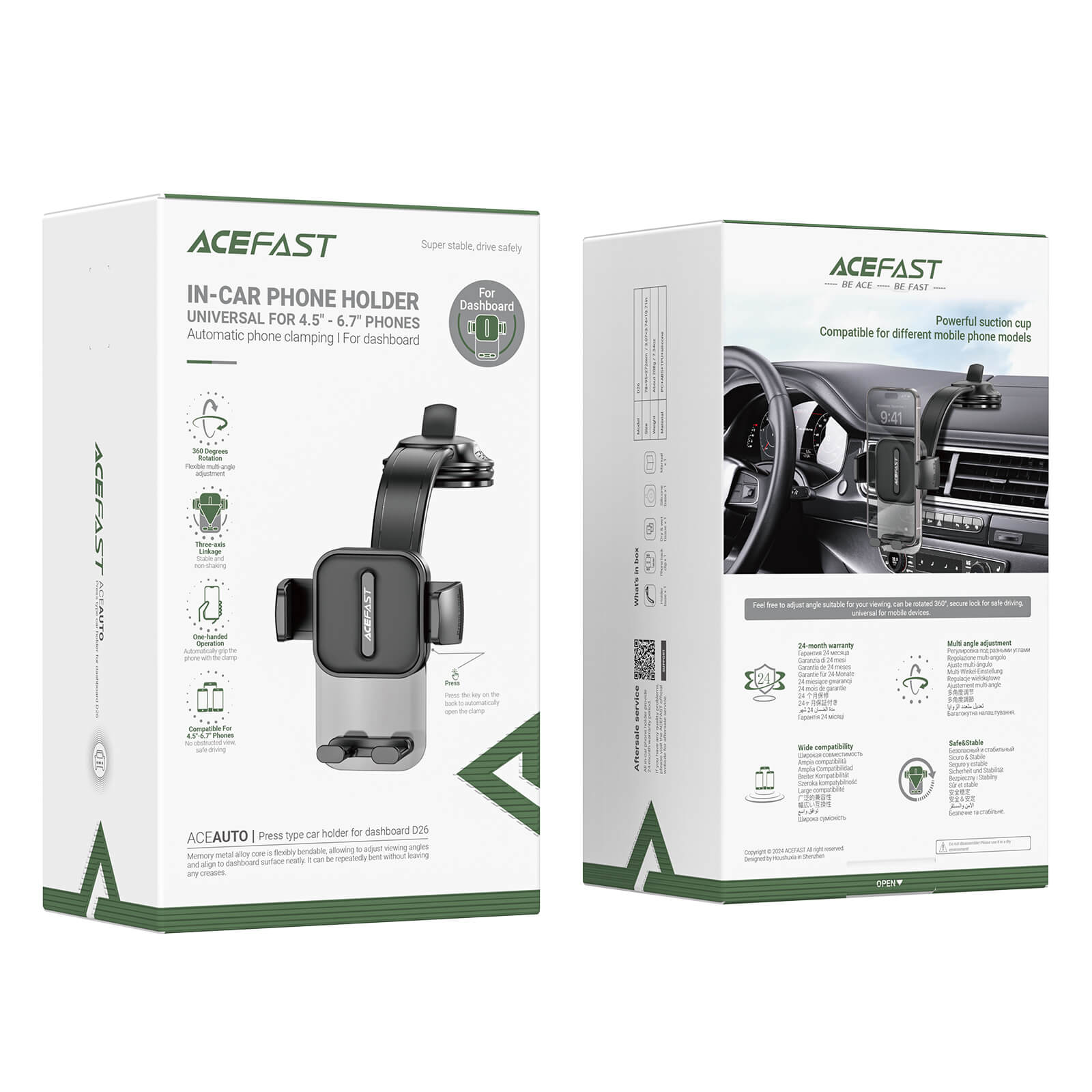 Acefast Three-Axis Linkage Car Mount Phone Holder D26