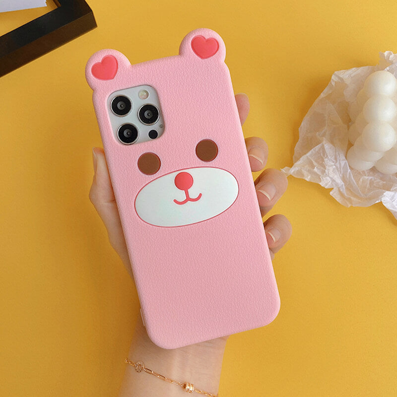 iPhone 14Pro Q Uncle Brown Bear Silicone Phone Case