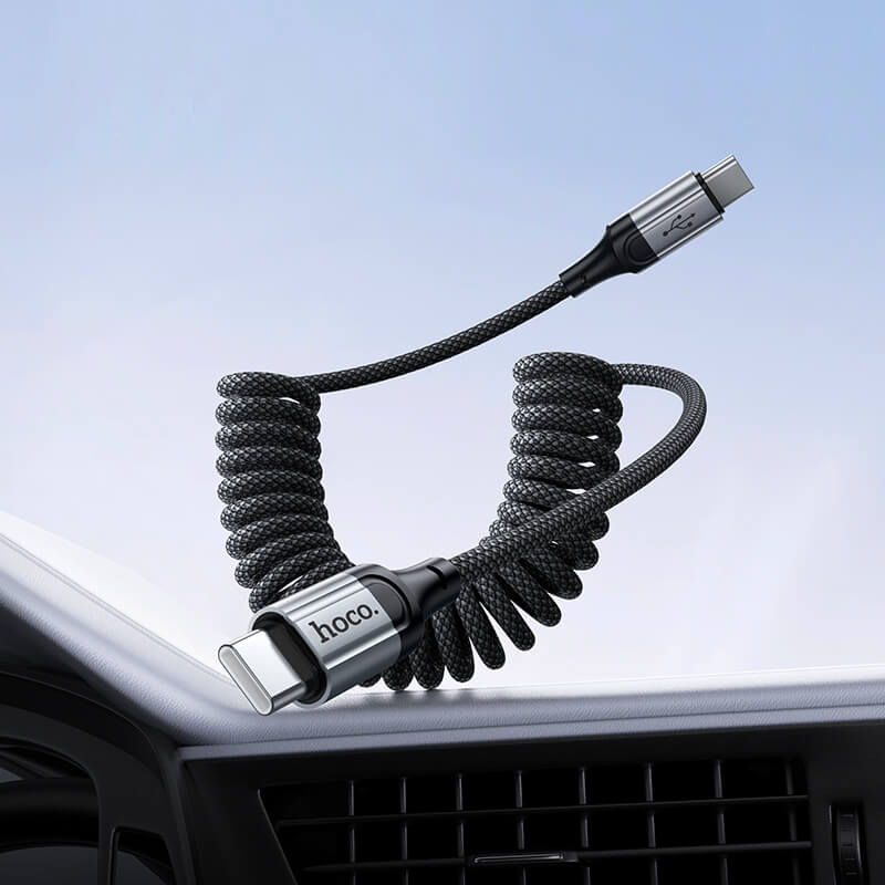 Hoco 60W Fast Charging Type-C to Type-C Nylon Spring Coiled Cable 1.5m X121