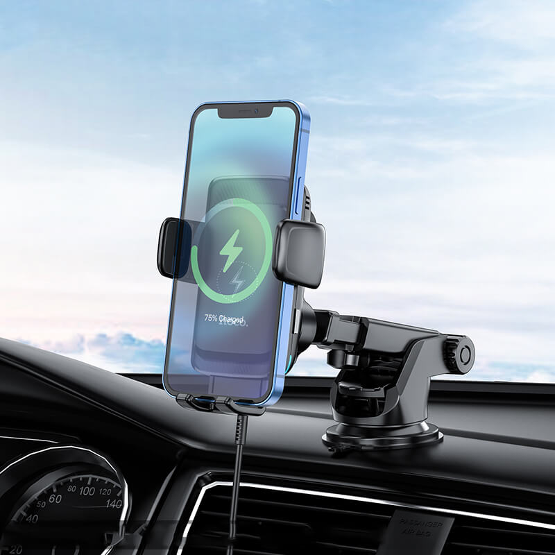 hoco Dual-Purpose Car Mount Qi Wireless Fast Charger (15W) S35