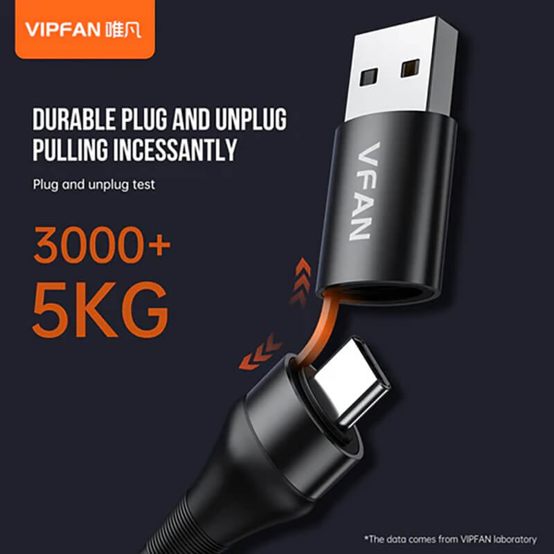 VFAN 4 in 1 Nylon Braided 60W Fast Charging Data Cable 1.2m X19