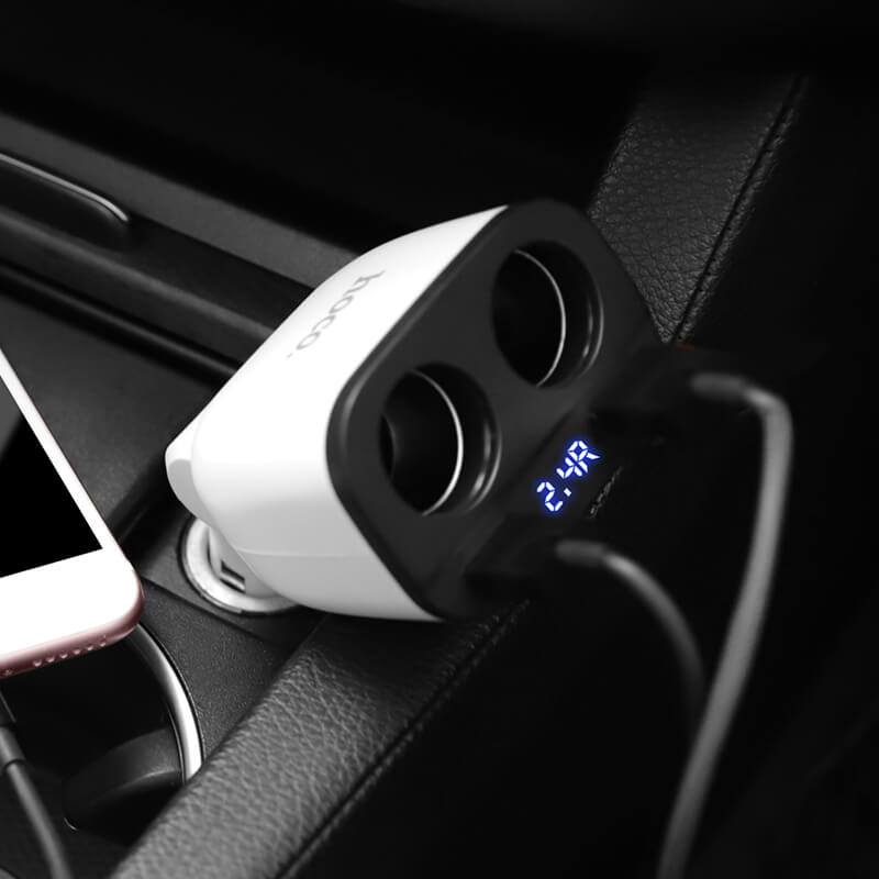 hoco Bendable 160W Dual-Interface Cigarette Sockets Car Charger Z28