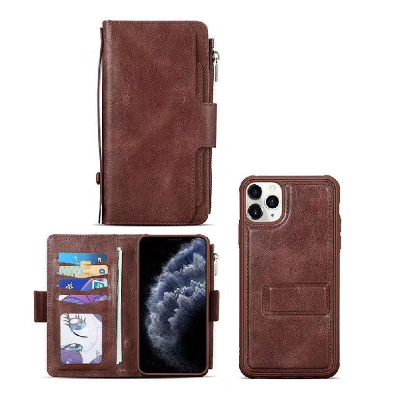 iPhone 12/12Pro JDK Genuine Leather Wallet Carrying Phone Case with Magnetic Back