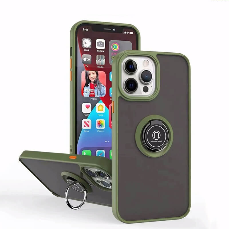 iPhone 12 Mini Translucent Full-Coverage Phone Case with Magnetic Phone Grip