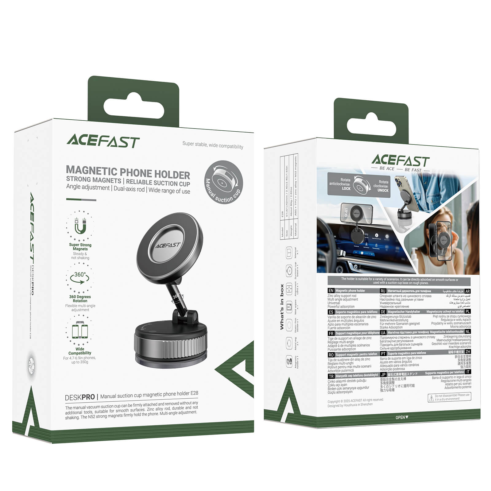 Acefast 360° Adjustable Vaccum Suction Magnetic Car Phone Holder E28