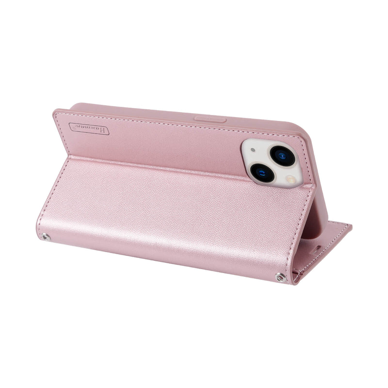 iPhone 15 Plus Hanman Leather Adjustable Crossbody Strap Wallet Flip Case
