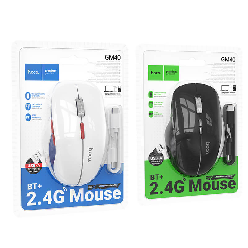 Hoco Dual Mode 2.4G Bluetooth Wireless Ergonomic Mouse GM40