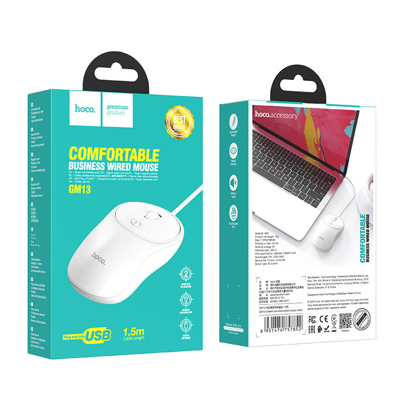 hoco. Wired Computer Mouse with Adjustable DPI and Long Lifespan GM13