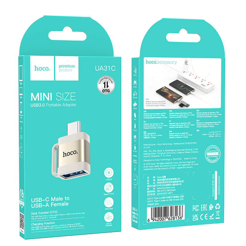 hoco Type-C to USB-A Multi-Device Compatibility OTG Adapter UA31C