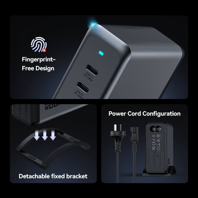 VFAN PD 100W 4 in 1 GaN Fast Charger Station with 1.2m AC Power Cord AU9