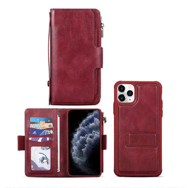 iPhone 12Pro Max JDK Genuine Leather Wallet Carrying Phone Case with Magnetic Back