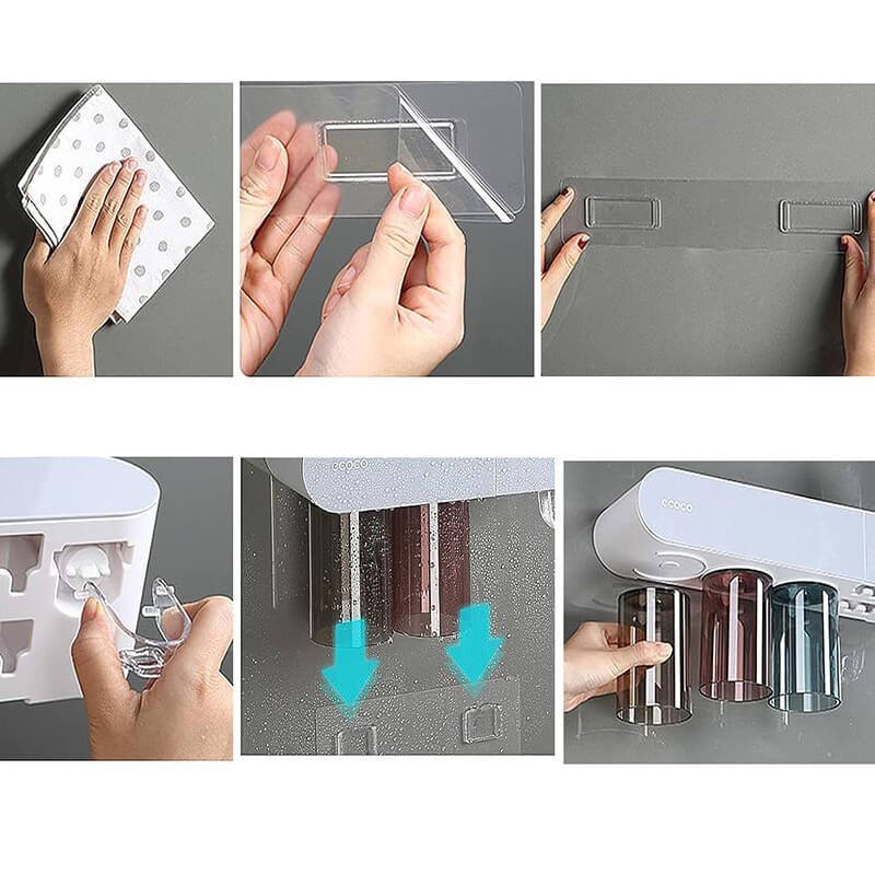 Mobie Magnetic Toothbrush Holder with Cups Bathroom Organizer E2122