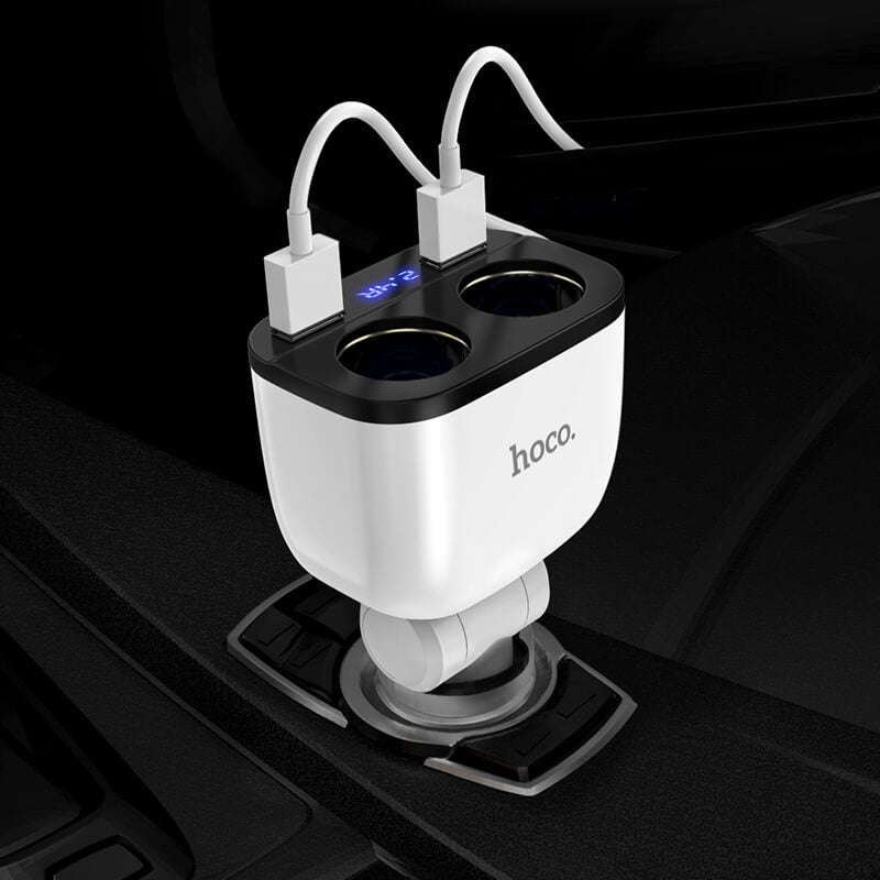 hoco Bendable 160W Dual-Interface Cigarette Sockets Car Charger Z28