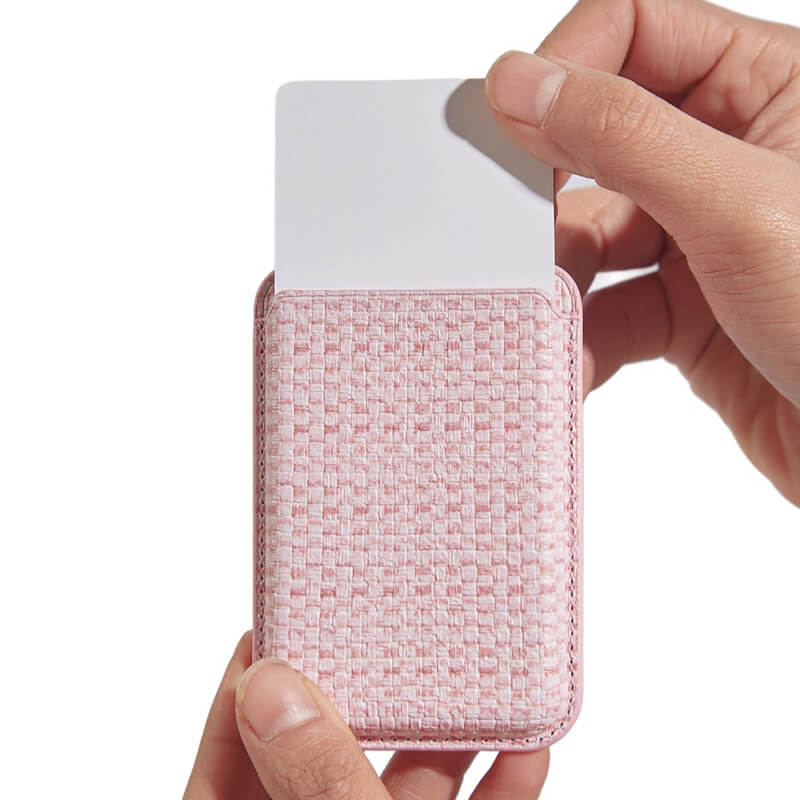 Mobie Premium Woven Design PU Leather Magnetic Card Bag Holder