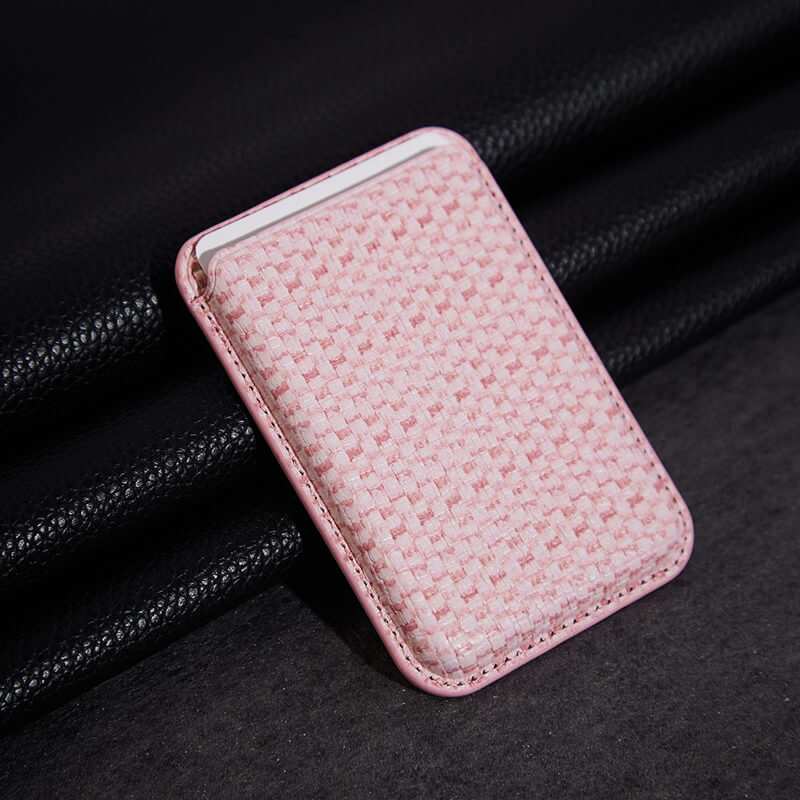 Mobie Premium Woven Design PU Leather Magnetic Card Bag Holder