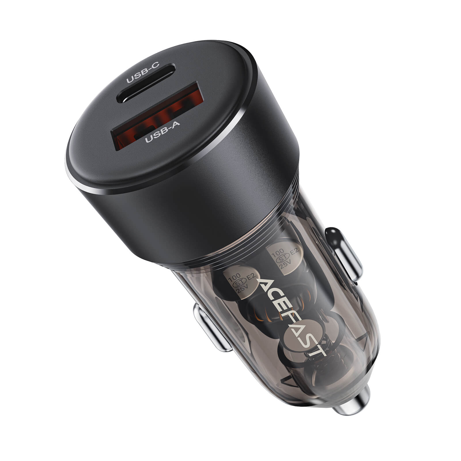 Acefast Dual Charging U+C Transparent Fast Car Charger 30W B12