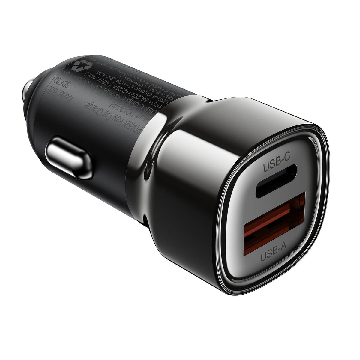 Acefast PD 45W USB-C USB-A Dual Port Car Charger B20