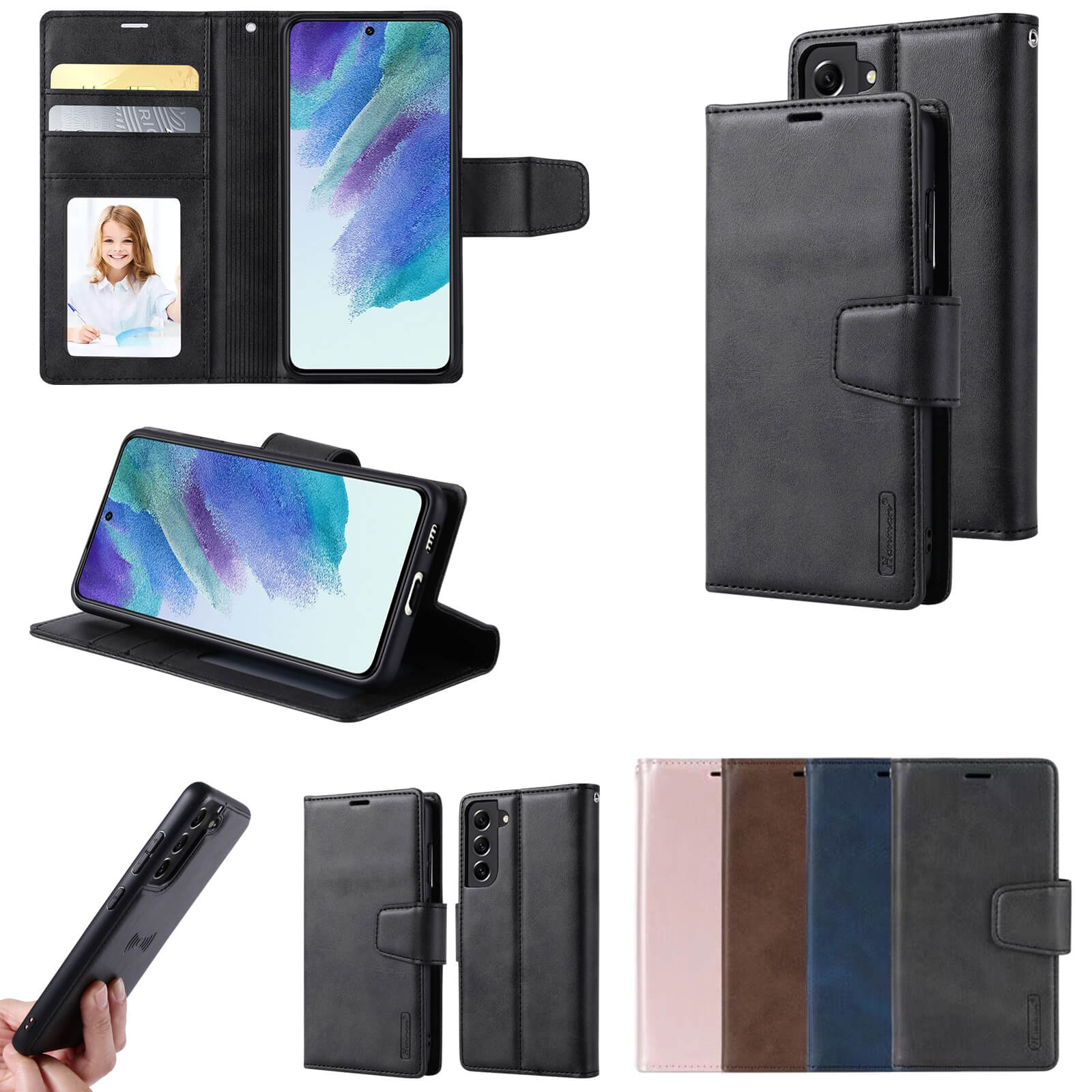 Hanman Miro Leather 2-in-1 Wallet Case with Magnetic Back Compatible with Samsung Galaxy S24 Plus 2024