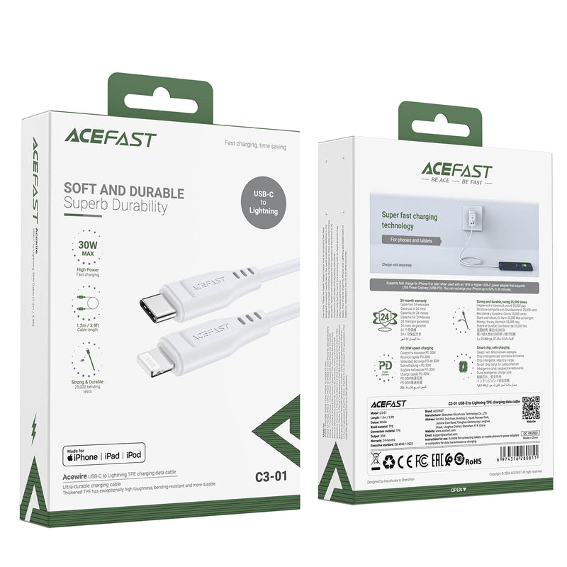 Pre Order Acefast Type-C to Lightning Fast Charging Cable PD 30W 1.2m