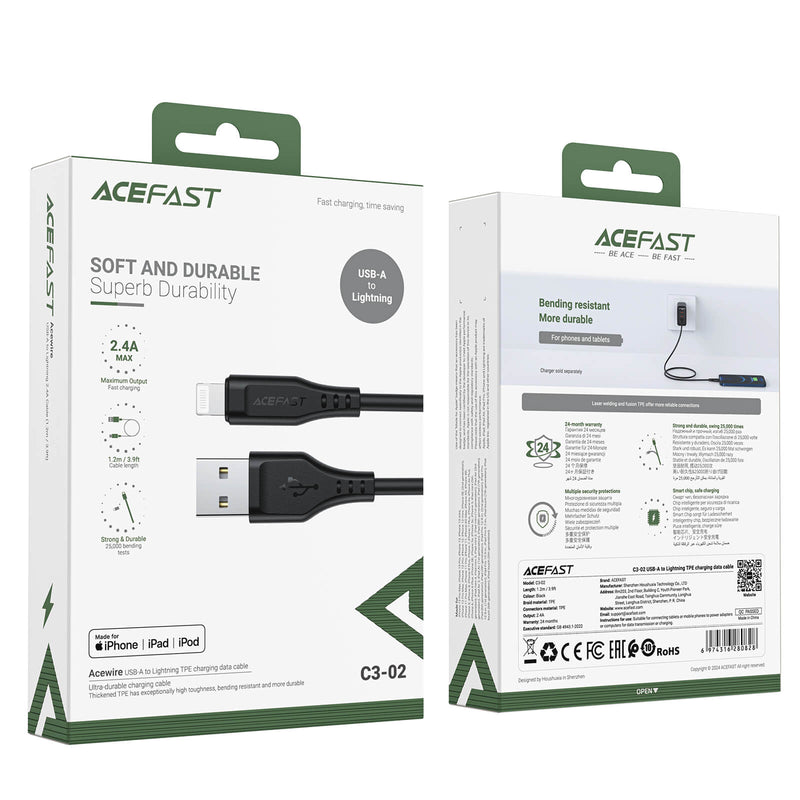 Pre Order Acefast USB to Lightning Fast Charging Cable 2.4A 1.2m