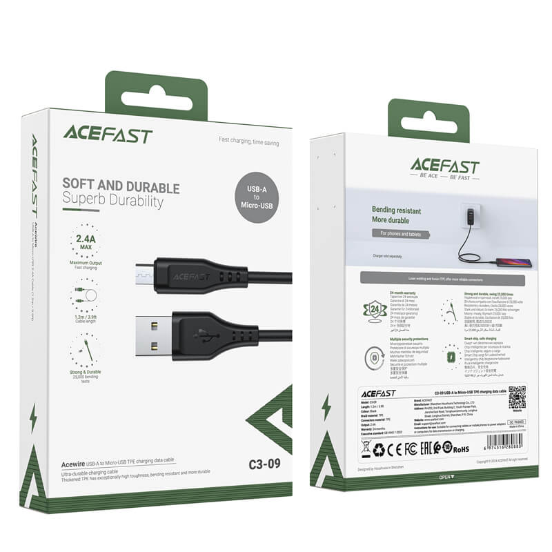 Acefast USB-A to Type-C Charging Data Cable 1.2M C3-09