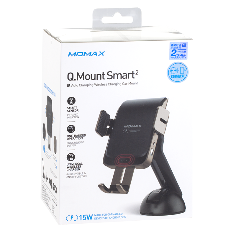 Momax Q Mount Smart 2 Infrared Auto Clamping Wireless Charging Car Mount