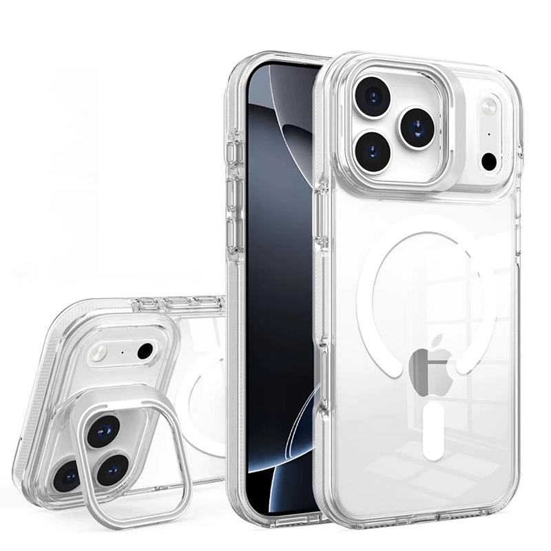 Compatible with iPhone 17 Pro Max Rita Series Invisible Kickstand Clear Magnetic Case