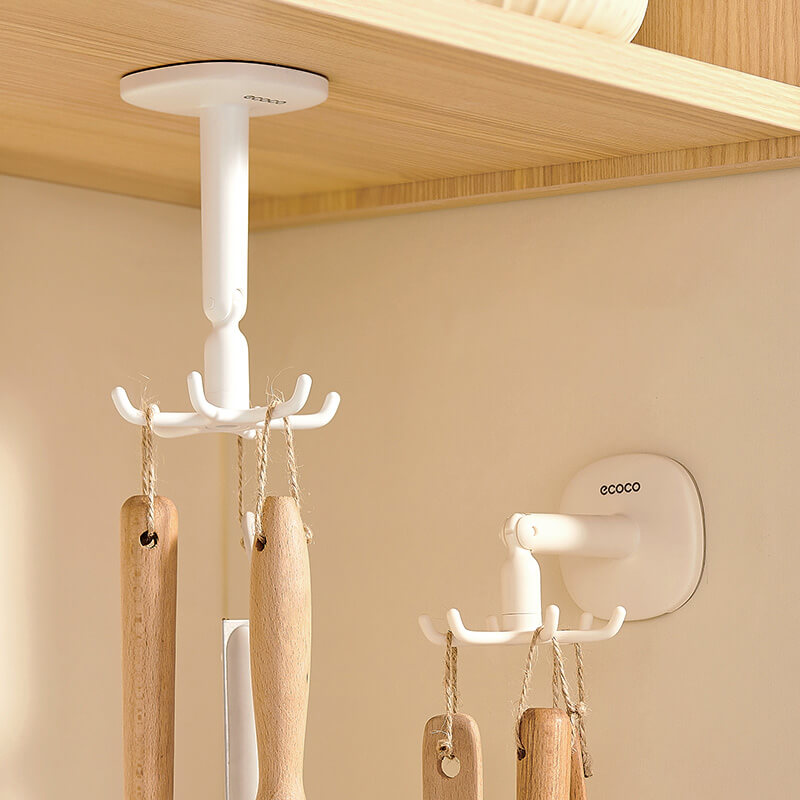 Mobie 2 Pack Multi Functional Hexagon Rotating Hooks for Space Saving Storage E23164