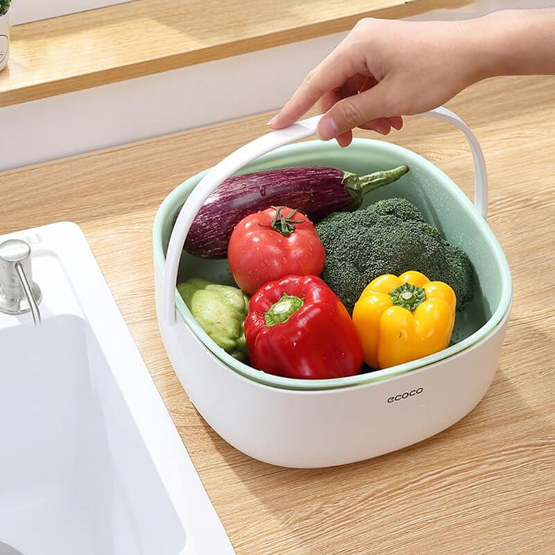 Mobie 2 Tier Collander Drainer Basket Stackable with Handles E2026