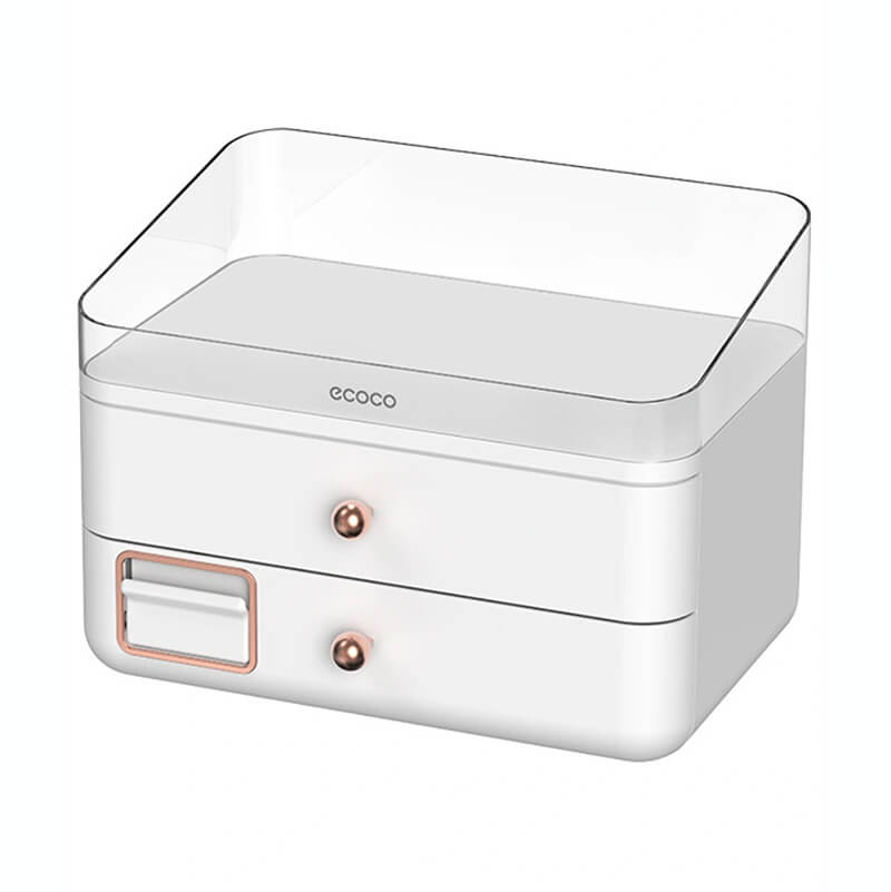 Mobie Double Layer Makeup Organizer with Cotton Pad Storage Dispenser E2371