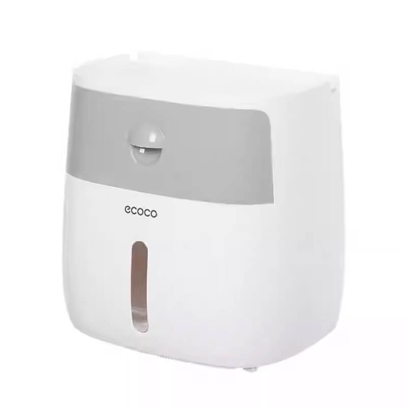 Mobie Dual Layer Bathroom Tissue Holder with Storage Drawer and Top Shelf E1804