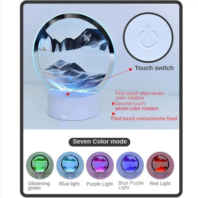 Mobie Flowing Sand Sphere Lamp Touch Control 7 Color Changing Light