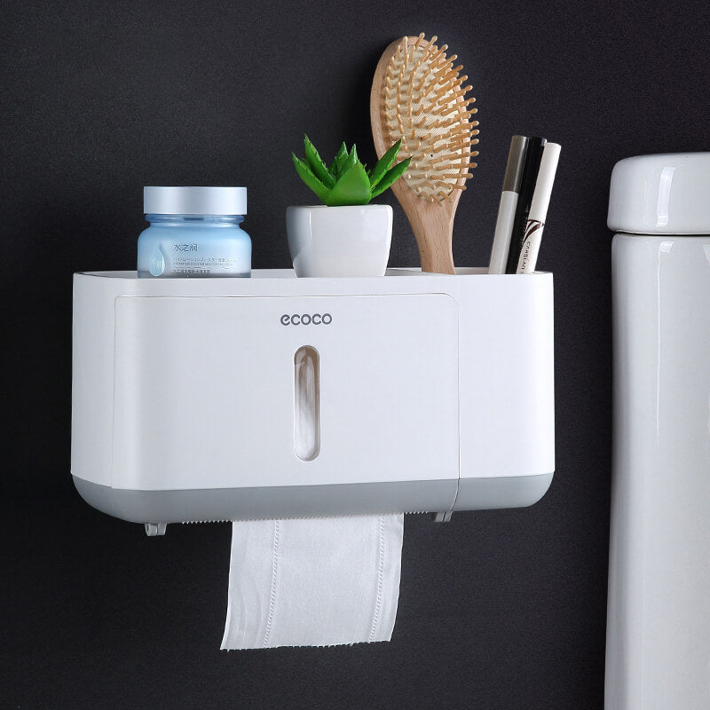 Mobie Multifunctional Wall Mounted Storage Shelf Tissue Holder E1808