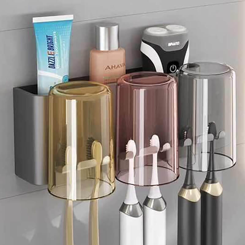 Mobie Wall Mount Toothbrush Holder with Cup Organizer E24081