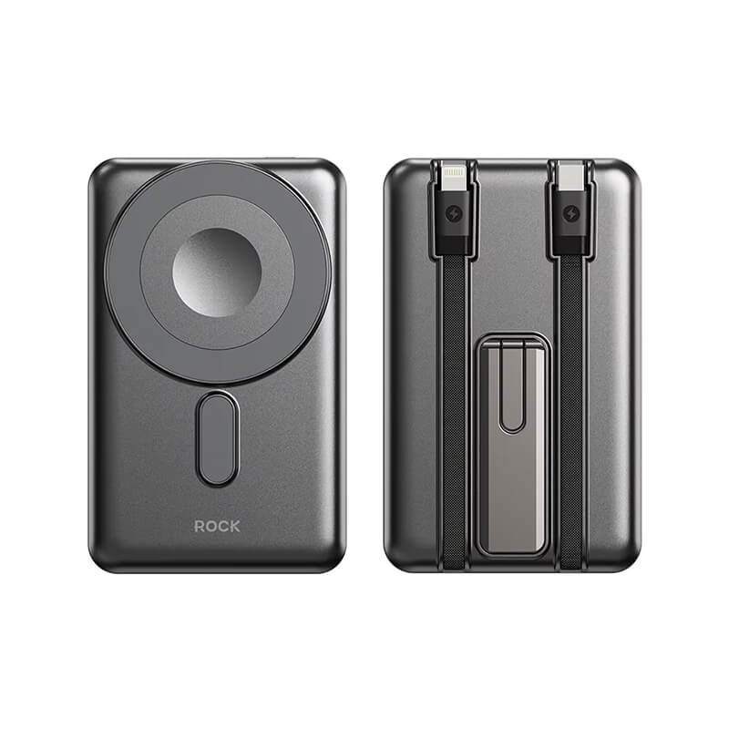 Rock PD 20W 5-in-1 Magnetic Wireless Power Bank with Built-in Cables and Stand P50