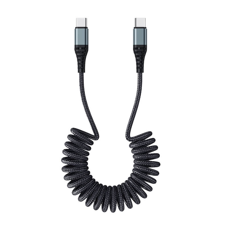 Rock Type-C to Type-C 150cm PD 60W Spring Design Braided Fast Charging ...