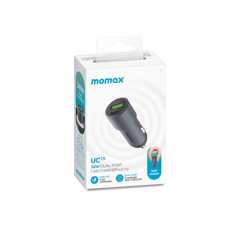 Momax Elite 38W Dual Output QC3.0 Fast Car Charger UC15