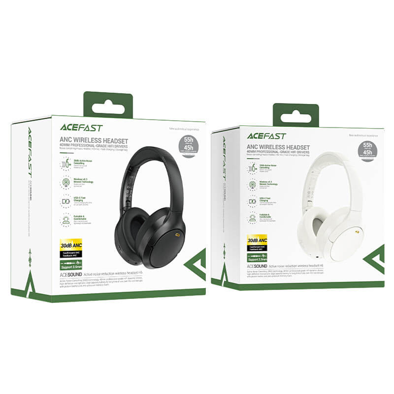 New Arrivals Acefast Comfort ANC Noise Wireless Headset IPX4 Water 55H H6