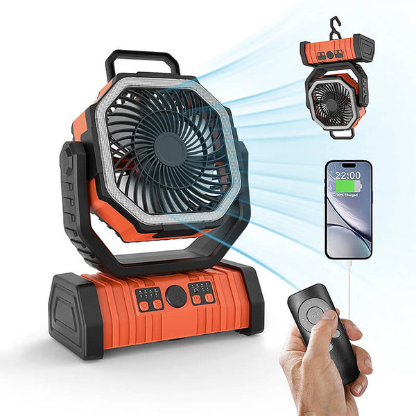 Mobie 3-in-1 Multi-Function Camping Fan with LED Lighting & 10000mAh Power Bank