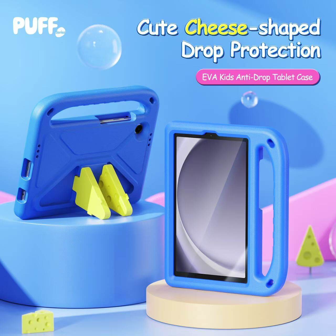 iPad 7th 10.2 2019 Puff Series Foldable Cheese Stand EVA Case with Handle