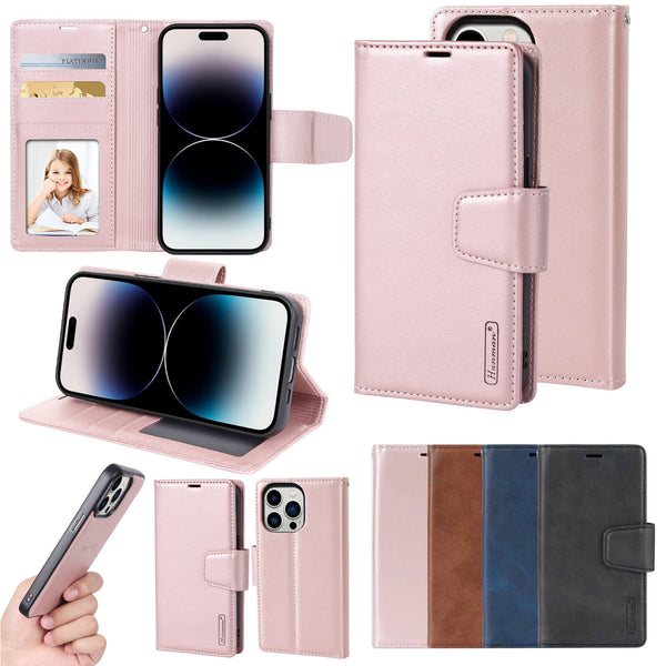 iPhone 13 Mini Luxury Hanman Leather 2-in-1 Wallet Flip Case With Magnet Back