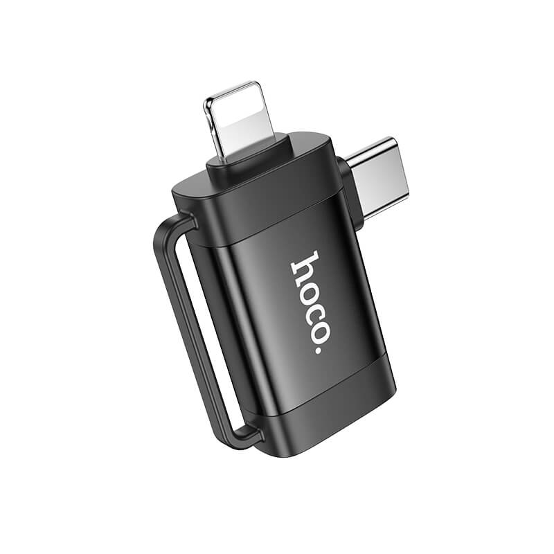 hoco. 2-in-1 Portable Mini Adapter Lightning & Type-C to USB-A OTG