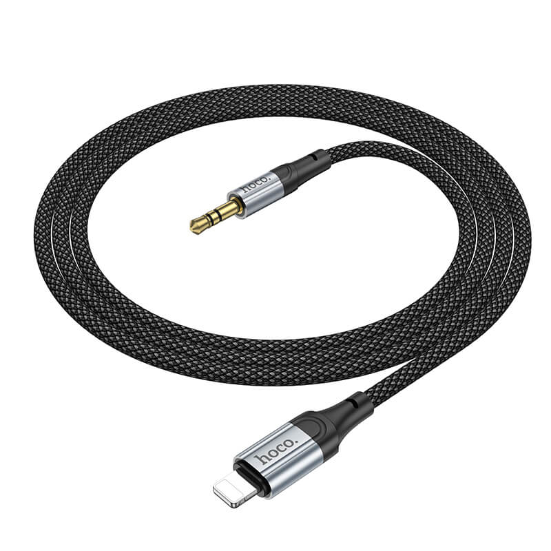 hoco Nylon Braided Lighting to AUX 3.5mm Cable 1m UPA26