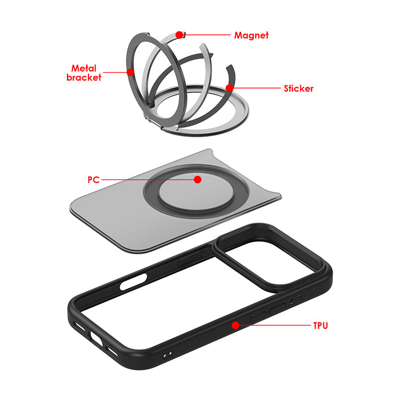 iPhone 17 Pro Max 360° Rotating Ring Stand Magsafe Phone Case