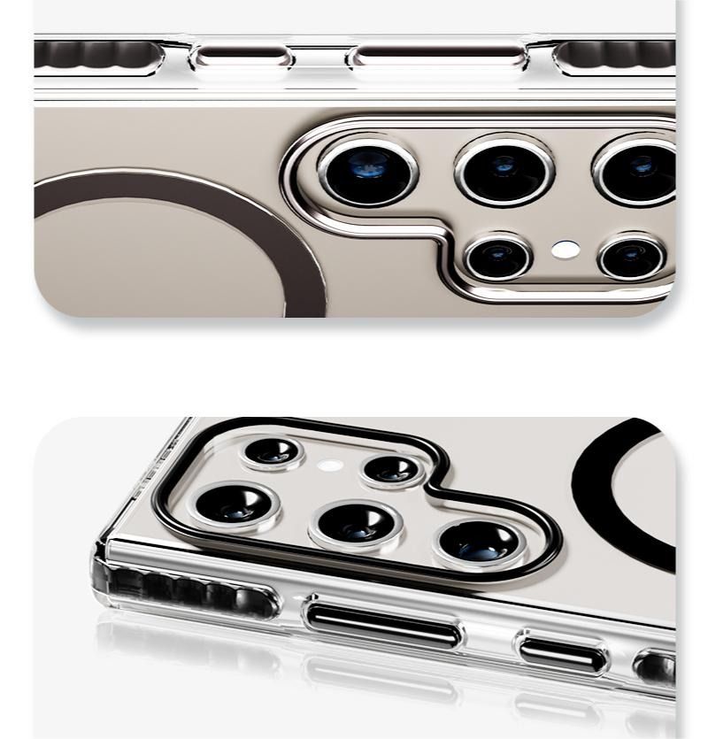 Samsung Galaxy S25 Plus Transparent Airbag Shockproof MagSafe Phone Case Rose Gold
